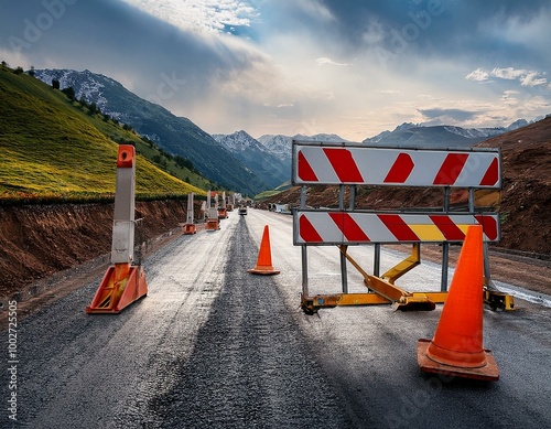 road works and secondary road closed to traffic 