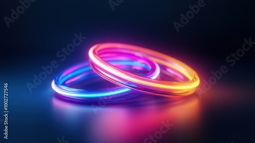 Vibrant glowing rings with neon colors on a dark background