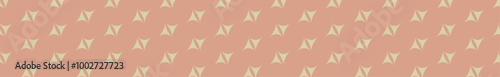 A repeating geometric pattern featuring light yellow shapes on a soft coral background, suitable for textile or wallpaper design.