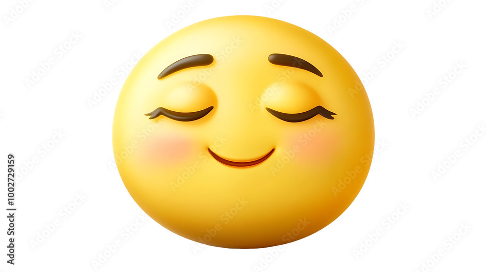 3D Smiling yellow cartoon face vector icon illustration