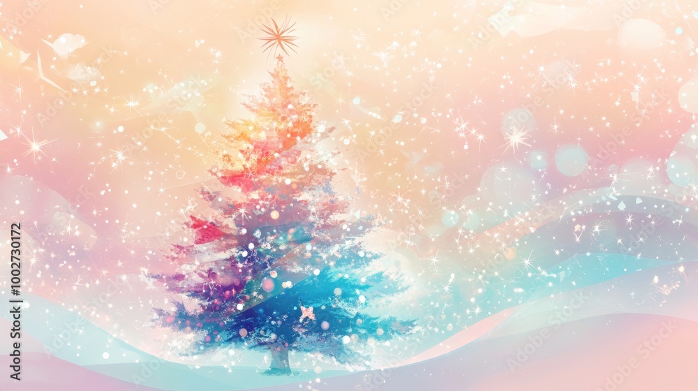Christmas tree with pastel colors and sparkling Christmas tree with pastel colors and sparkling
