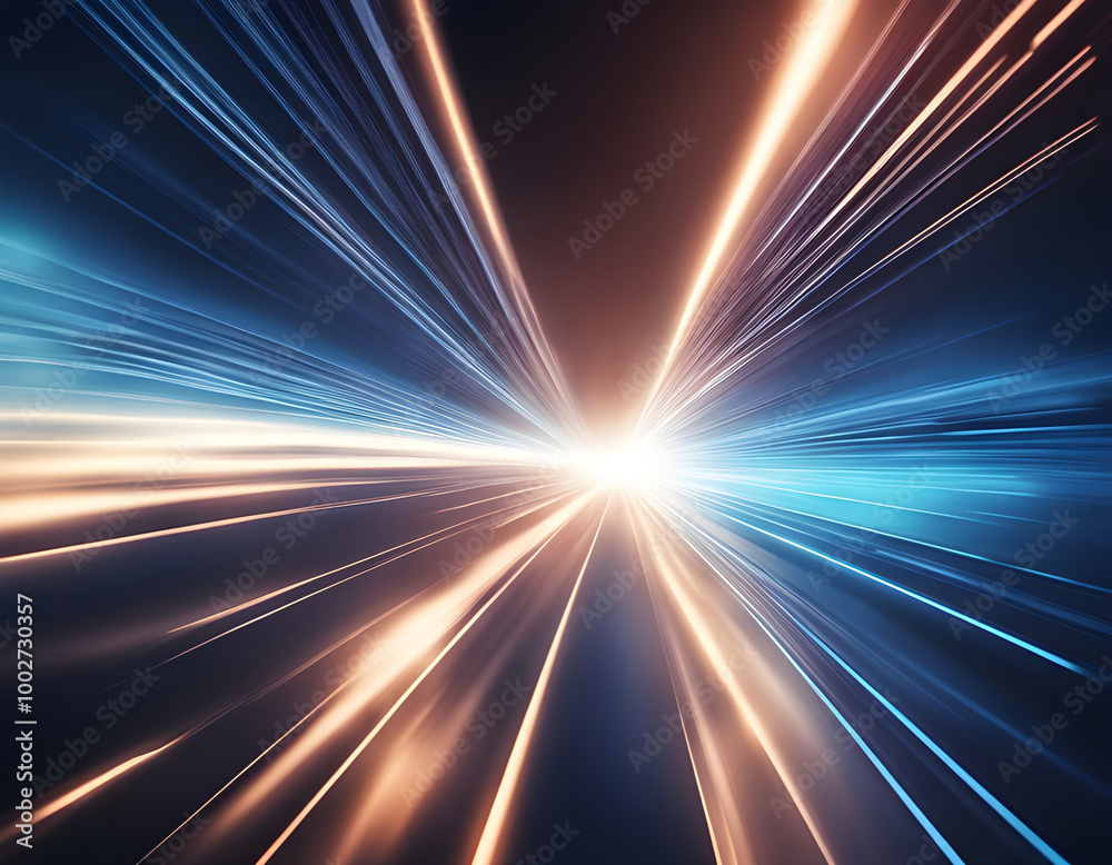Digital image of light rays, stripes lines with blue light, speed and motion blur over dark blue background Digital image of light rays, stripes lines with blue light, speed and motion blur over dark blue background