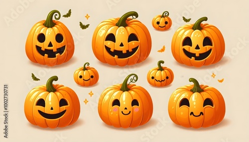 set of halloween pumpkins