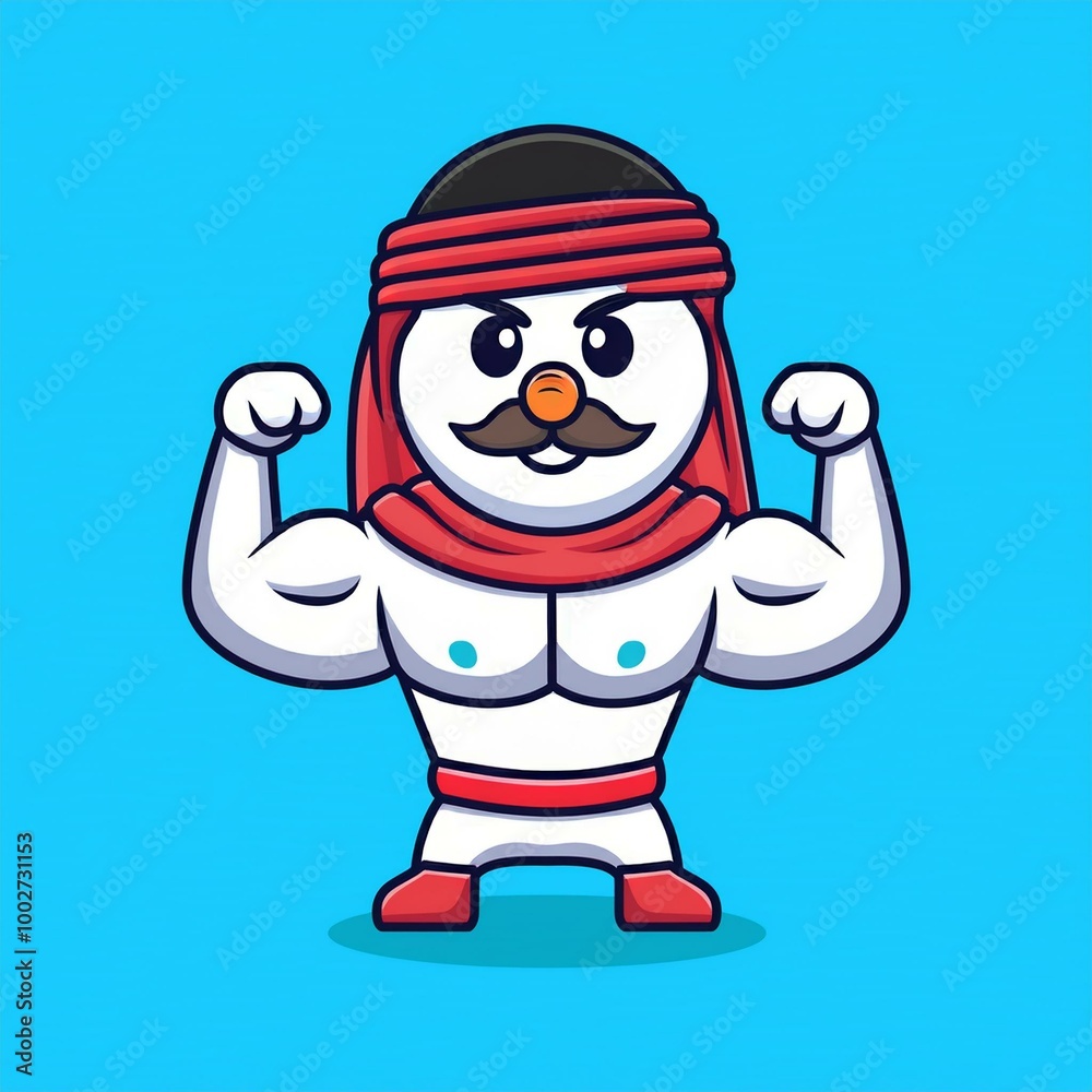 snowman strong muscle mascot snowman strong muscle mascot