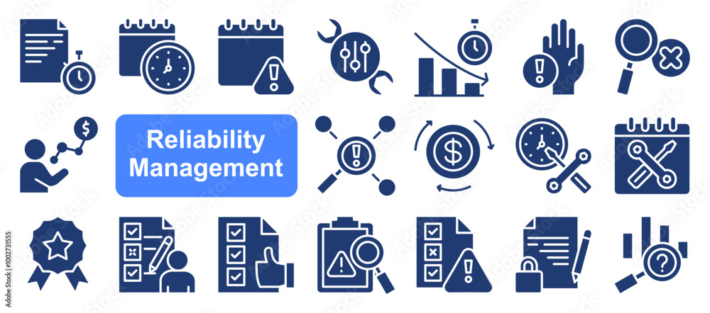 Reliability management icon collection set. Containing availability ...