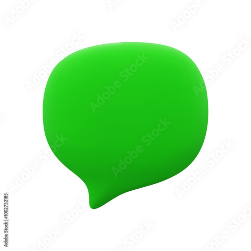 Vector cartoon minimal 3d green speech bubble icon. Realistic render of chat messaging, customer review, text bubble, comment in social media, dialogue talking balloon or thought cloud concept.