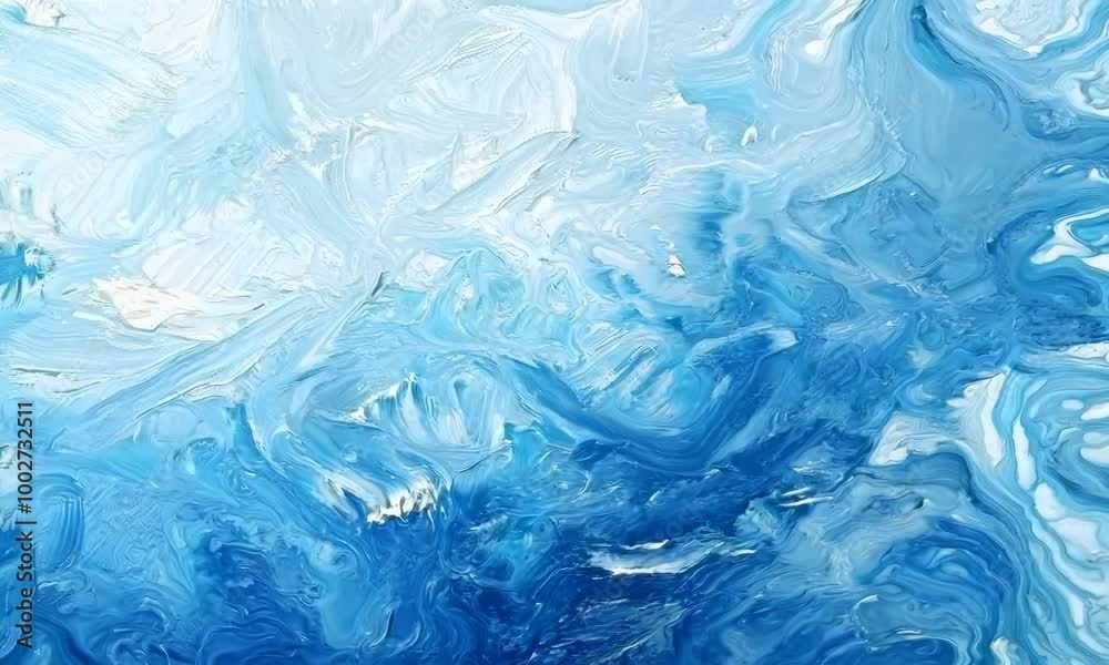 Painting of a blue sky with white clouds. The sky is filled with brush strokes and the overall mood of the painting is serene and calming. hyperrealistic Video Painting of a blue sky with white clouds. The sky is filled with brush strokes and the overall mood of the painting is serene and calming. hyperrealistic Video