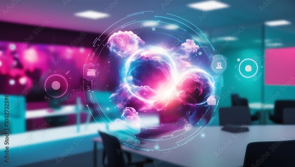 Fototapeta premium Modern high tech background representing technology, communication, and innovation.