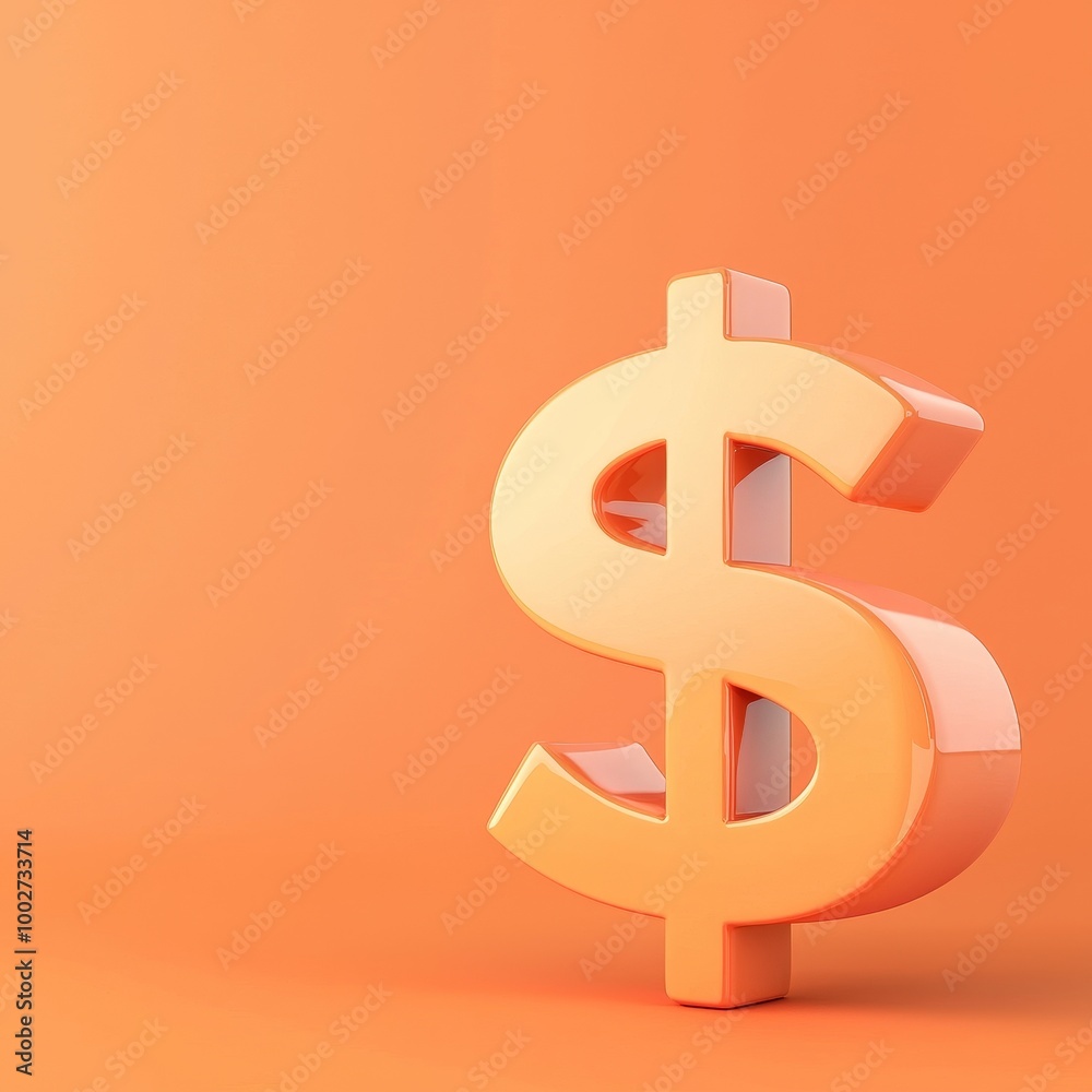 3D dollar sign on an orange background, symbolizing wealth and finance. 3D dollar sign on an orange background, symbolizing wealth and finance.