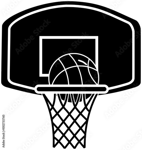 hoop illustration ring silhouette net logo basket icon sport outline game goal ball play backboard equipment basketball court competition shape or vector graphic background