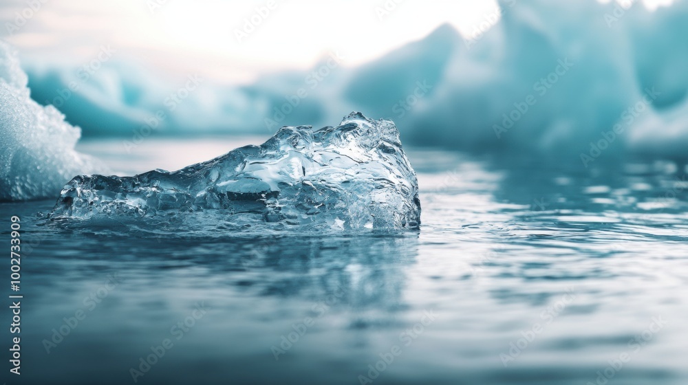 Obraz premium Clear Ice on Calm Water Surface with Blue Tones