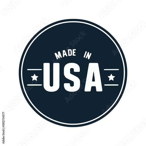 made in USA retro circle vintage emblem badge vector illustration template design