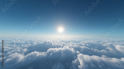 A breathtaking skyscape above the clouds, with a rich blue sky photo