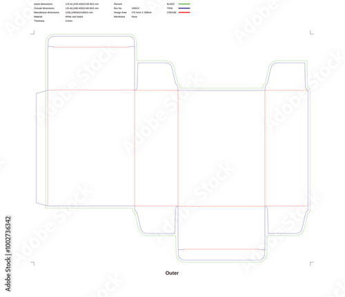 Custom dimensions tuck end boxes double tray dieline 
Mockup of unfolded flattened customizable rectangular box