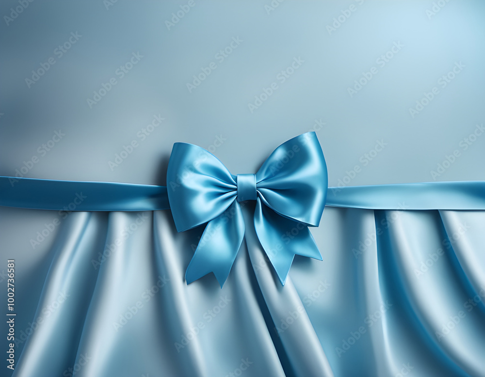 Naklejka premium Elegant blue ribbon bow for stylish gift presentation.