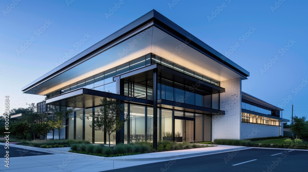 modern building in the evening modern building in the evening