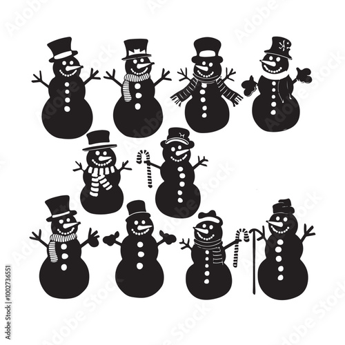 set of snowman silhouette