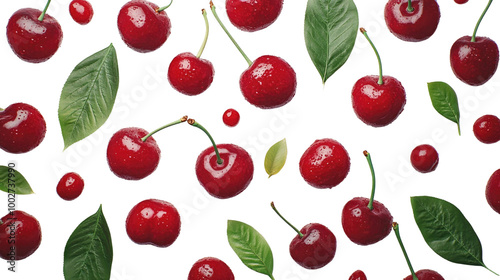 seamless pattern with cherries isolated on white background 