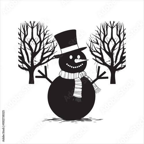  set of snowman silhouette