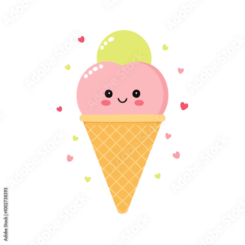 Ice Cream Food Eat Meal Cuisine Animation Kawaii Character
