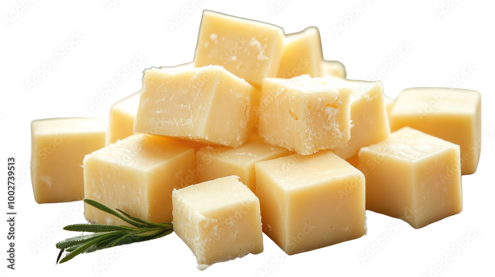 Delicious cheese cubes isolated on white background Delicious cheese cubes isolated on white background