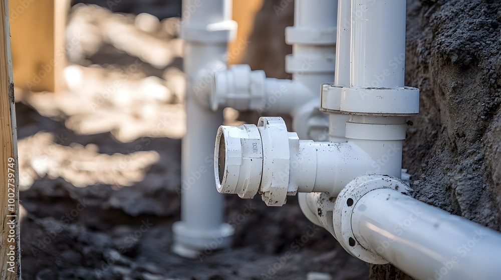 Close-up of Interconnected PVC Pipes Showcasing Modern Plumbing Techniques Close-up of Interconnected PVC Pipes Showcasing Modern Plumbing Techniques