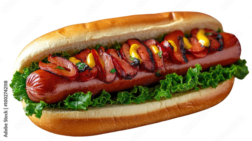 hot dog with mustard and ketchup isolated on white background hot dog with mustard and ketchup isolated on white background