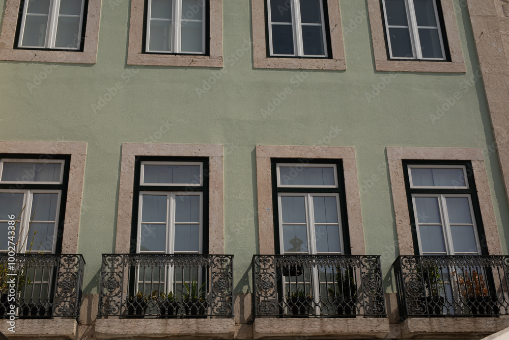 Classic European architecture with ornate balconies