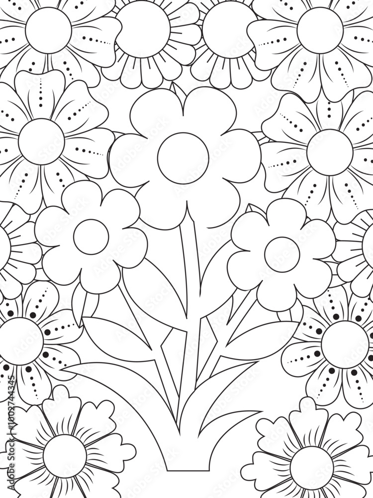 Fototapeta premium Flowers Coloring Pages For Adules