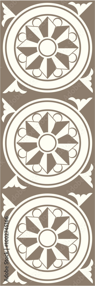The image features a repeating pattern of circular designs with geometric shapes and decorative elements, suitable for backgrounds or textiles. The image features a repeating pattern of circular designs with geometric shapes and decorative elements, suitable for backgrounds or textiles.