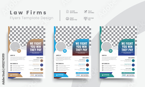 Professional corporate law firm flyer for lawyer brand identity promotion. Modern lawyer flyer or attorney flyer with marketing layout. Vol - 10
