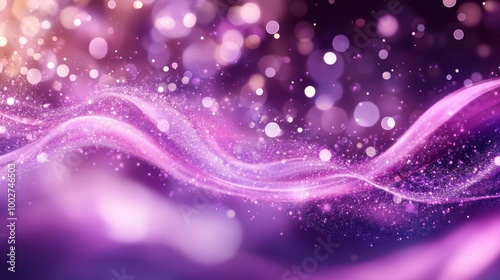 Abstract purple and pink background with glitter and bokeh lights.