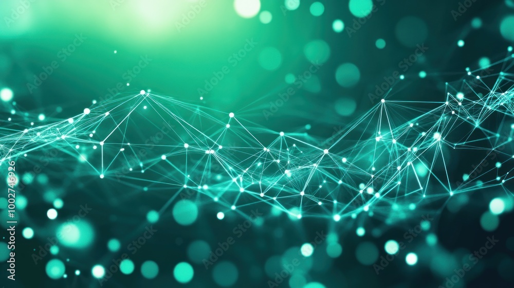 Abstract blue and green network with bokeh effect. Abstract blue and green network with bokeh effect.
