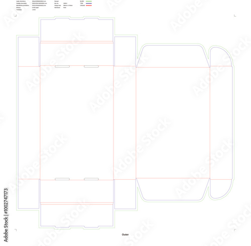 Mockup of unfolded flattened customizable rectangular box
Custom dimensions flip top boxes mailer dieline 