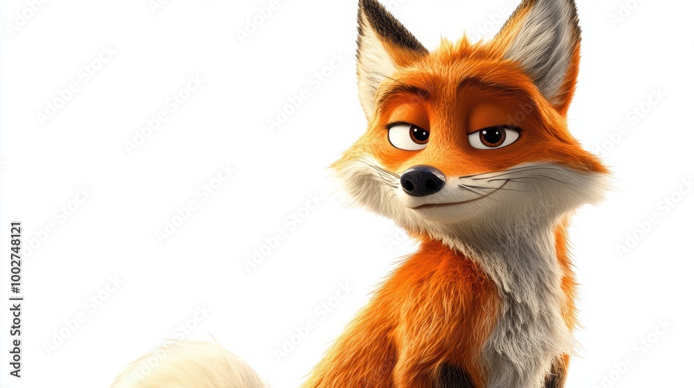 Obraz premium Playful Cartoon Fox with Charming Expression