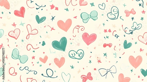 Wallpaper Mural Romantic Floral Pattern with Hearts and Butterflies for Backgrounds and Designs Torontodigital.ca