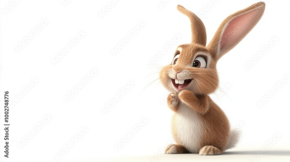Obraz premium Cute Animated Rabbit with Cheerful Expression