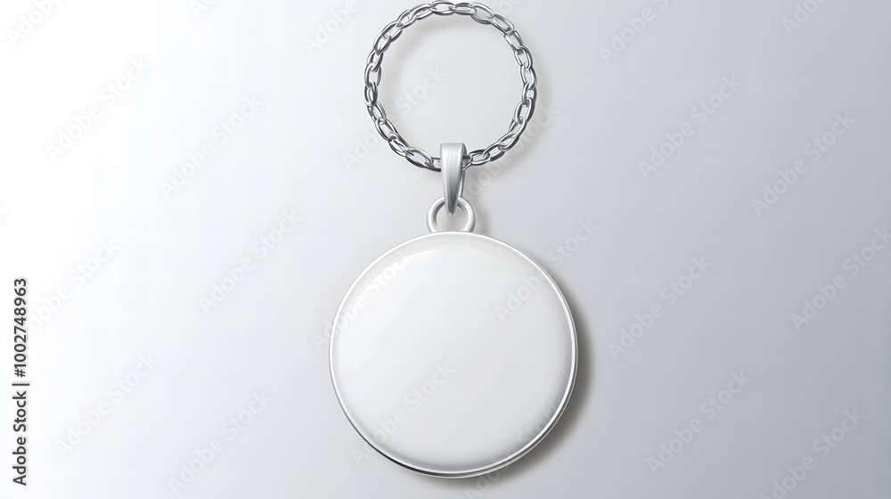 Blank Round Keychain Mockup Hanging on Chain Blank Round Keychain Mockup Hanging on Chain