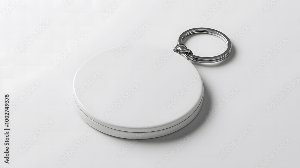 Blank Round Keychain Mockup Hanging on Chain Blank Round Keychain Mockup Hanging on Chain