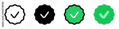 Editable vector check mark verification badge icon. Part of a big icon set family. Perfect for web and app interfaces, presentations, infographics, etc