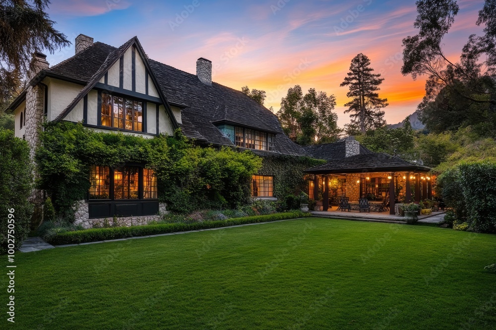 At sunrise, the front view of a newly constructed home is enhanced with vibrant green grass and blue skies. This enticing exterior lures potential buyers and tenants. At sunrise, the front view of a newly constructed home is enhanced with vibrant green grass and blue skies. This enticing exterior lures potential buyers and tenants.