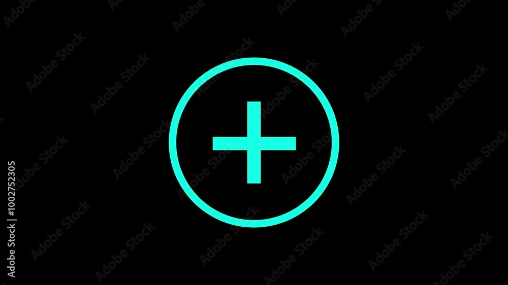 abstract Hospital icon isolated , and positive icon animation . plus sign in circle on black background abstract Hospital icon isolated , and positive icon animation . plus sign in circle on black background