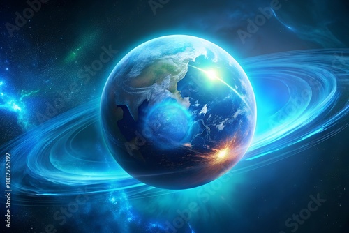 Energy Motion Graphics. Blue earth planet