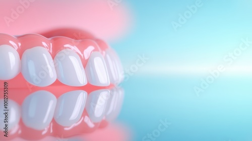 A close up of healthy gums and teeth, showcasing the benefits of proper oral care.