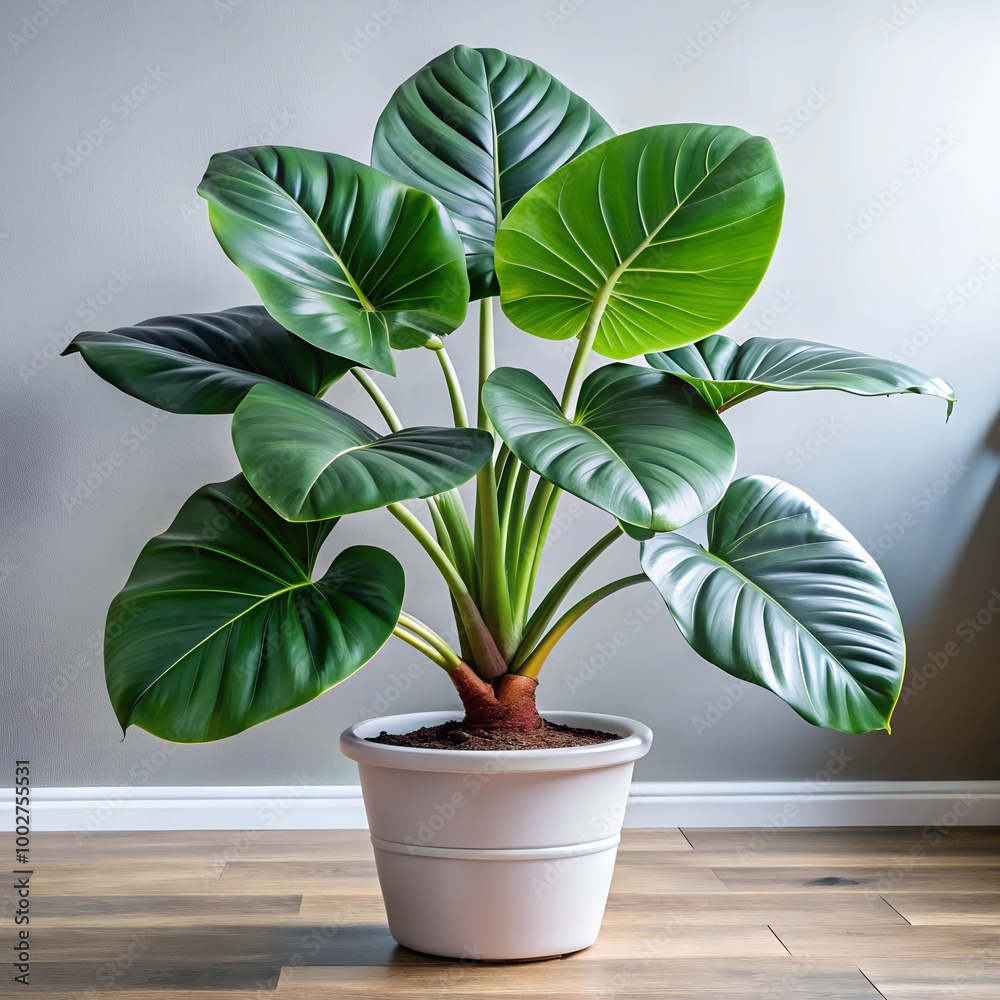 Modern indoor plant. leaves in a pot