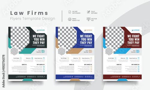Professional corporate law firm flyer for lawyer brand identity promotion. Modern lawyer flyer or attorney flyer with marketing layout. Vol - 13
