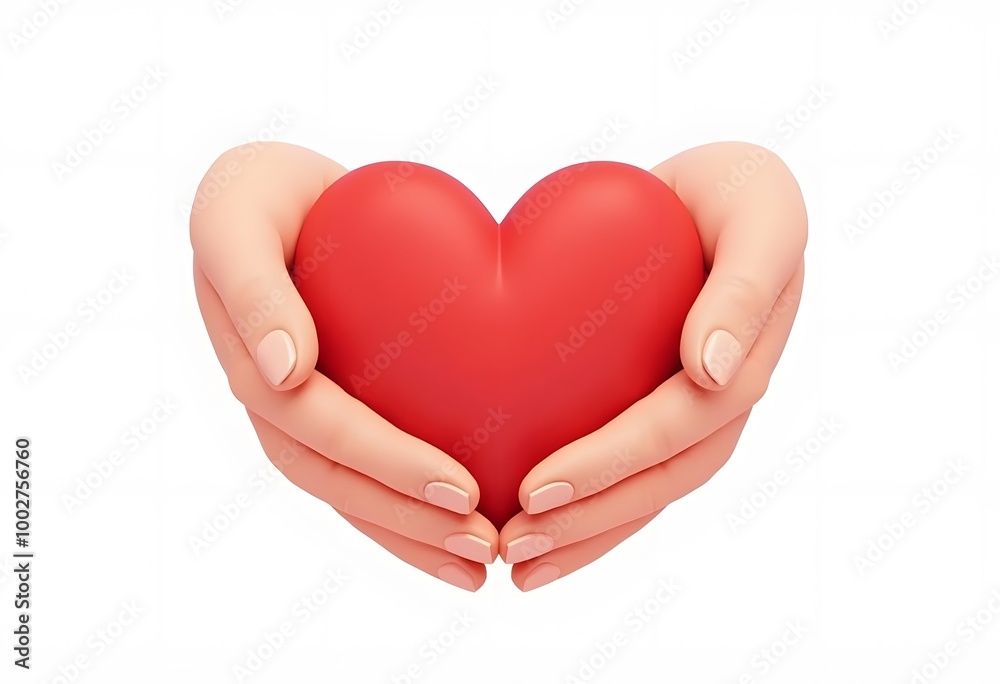 Heart on the hand isolated on white background Heart on the hand isolated on white background