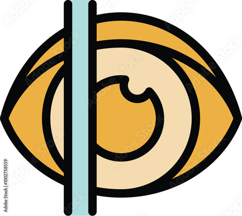 Laser surgery correcting vision with a laser beam, a medical icon representing eye surgery