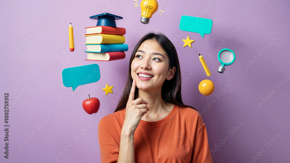 Creative Learning and Education Concept with Woman