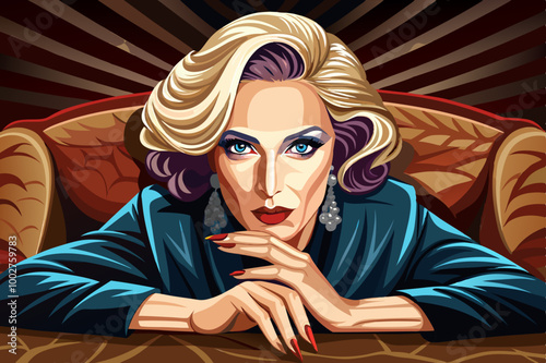 Glamorous mature woman with enlarged full lips.